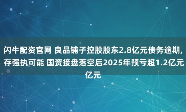 闪牛配资官网 良品铺子控股股东2.8亿元债务逾期, 存强执可能 国资接盘落空后2025年预亏超1.2亿元