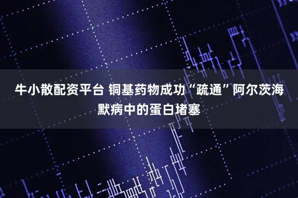 牛小散配资平台 铜基药物成功“疏通”阿尔茨海默病中的蛋白堵塞